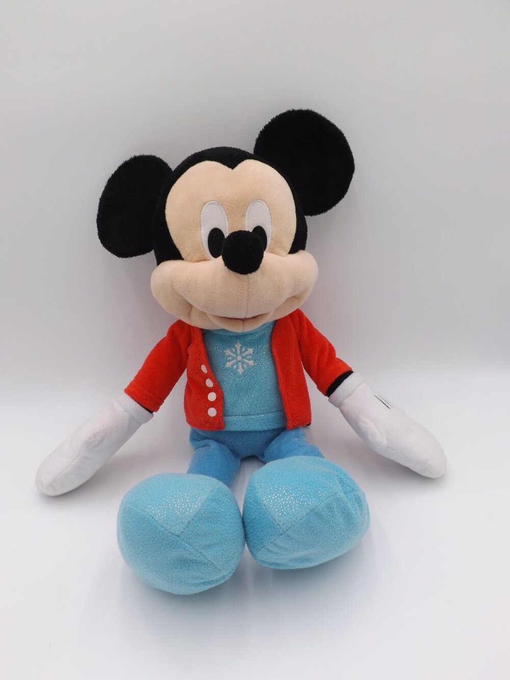 Disney Mickey Mouse Winter Holiday Snowflake 2017 Collection Blue/Red  Plush Toy